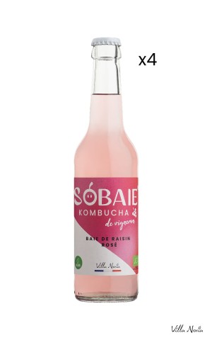 Pack de 4 cannettes de SOBAIE Rosé est une infusion de raisin rosé gris bio à la robe délicate