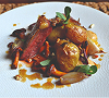 Pigeon rôti aux légumes glacés